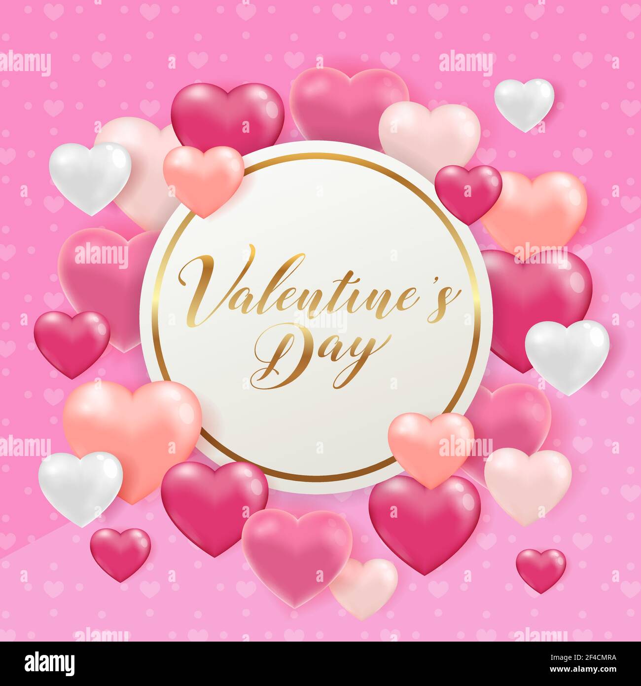 Saint Valentine’s day greeting card with pink and white hearts. Holiday ...