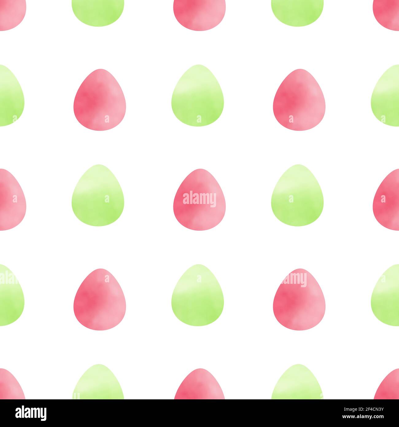 Watercolor Easter seamless pattern with green and pink eggs on a white background. Vector illustration. Stock Vector