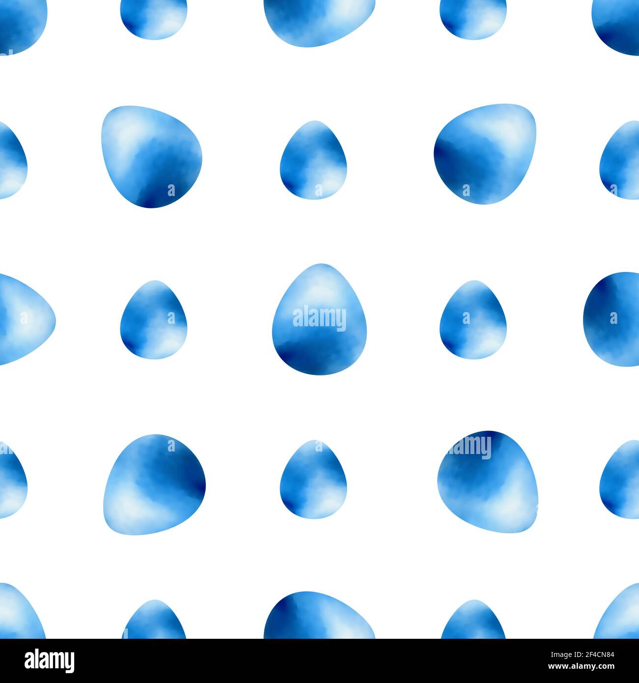 Watercolor abstract Easter seamless pattern with blue eggs on a white background. Vector illustration. Stock Vector