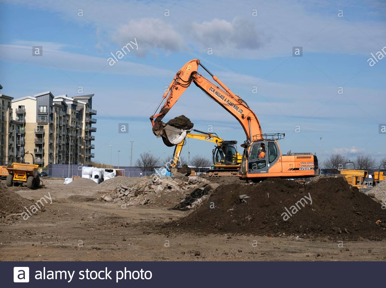 Earthworks and Modern redevelopment, Granton, Edinburgh, Scotland Stock Photo