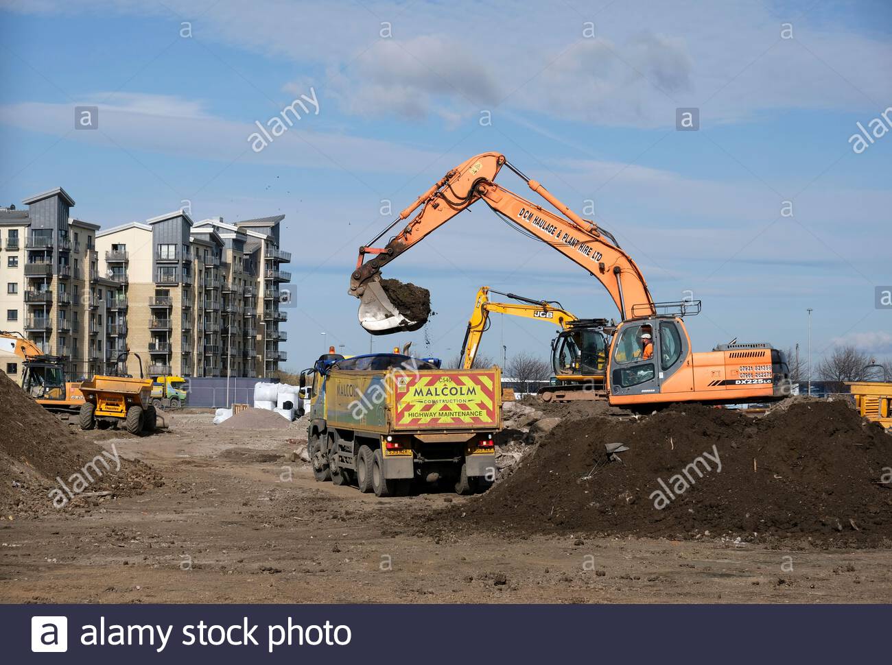Earthworks and Modern redevelopment, Granton, Edinburgh, Scotland Stock Photo