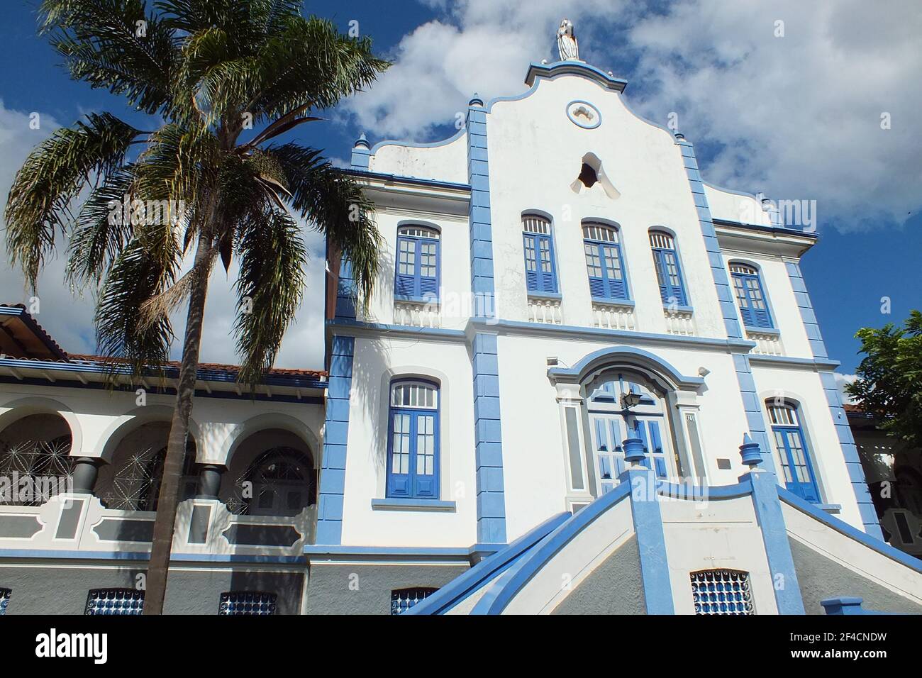 typical portuguese colonial blue house, in brazil Stock Photo