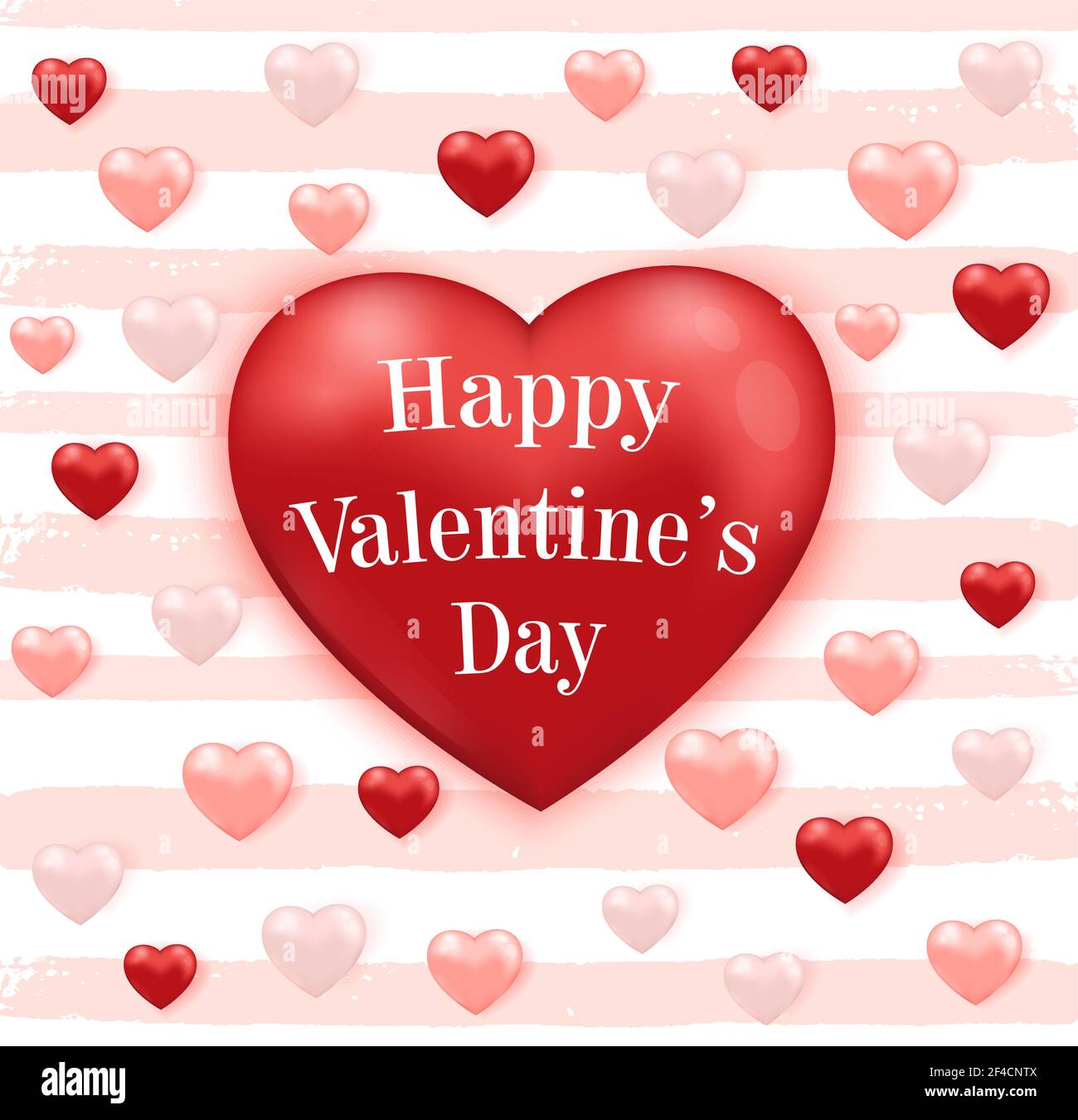Decorative festive striped background for Valentine’s day with pink and ...