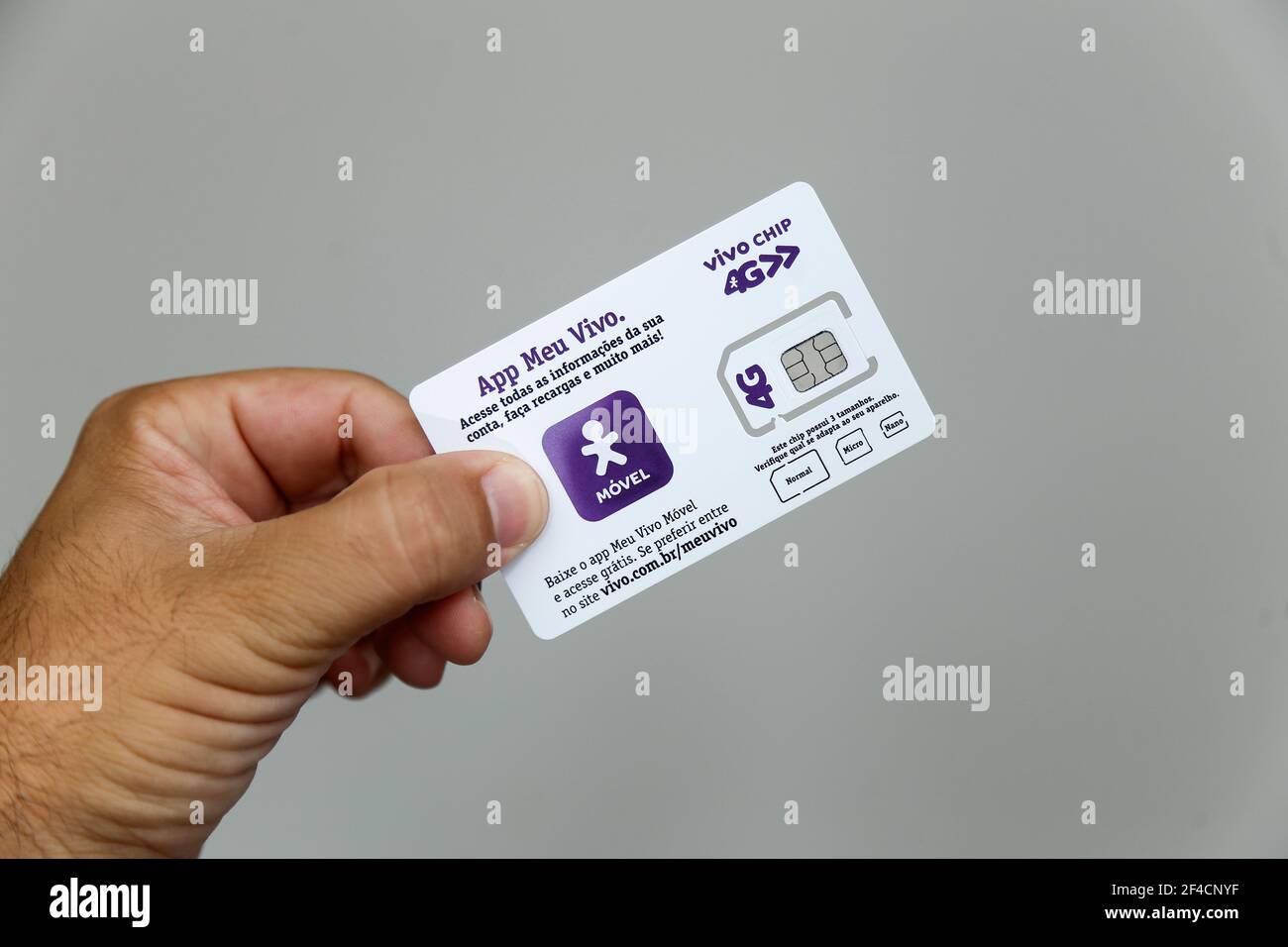 Minas Gerais, Brazil March 20, 2021 Vivo 4G logo mobile cell phone