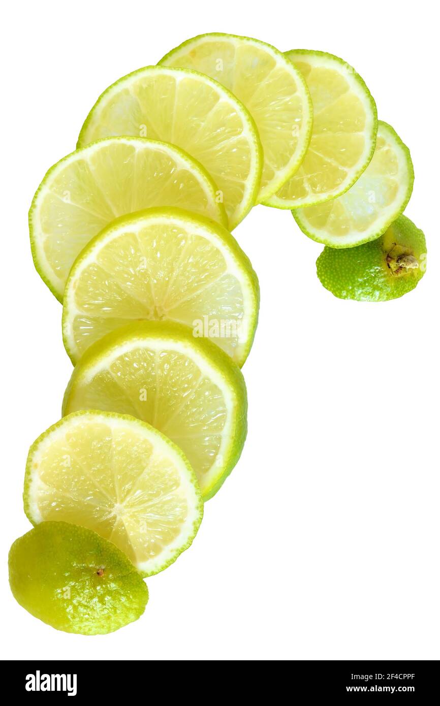 Fresh cut lime top view isolated on a white background Stock Photo - Alamy