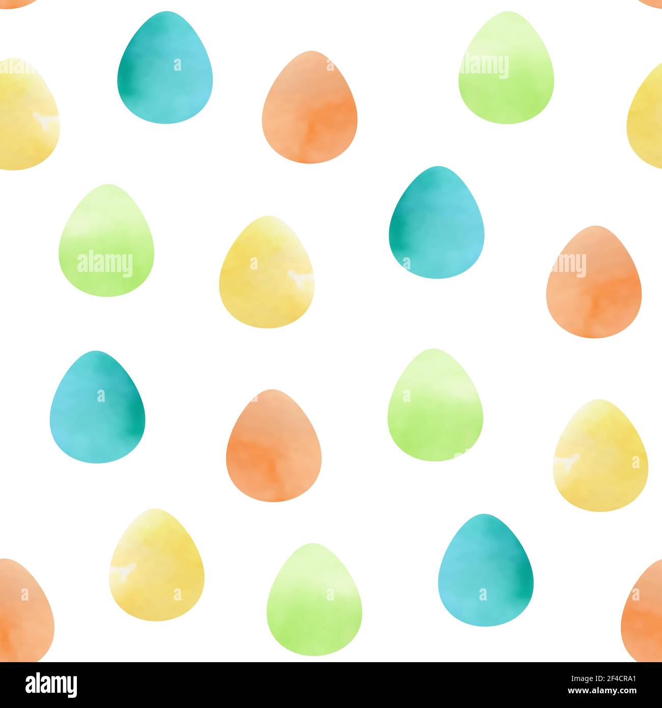 Watercolor Easter seamless pattern with eggs on a white background. Vector illustration. Stock Vector