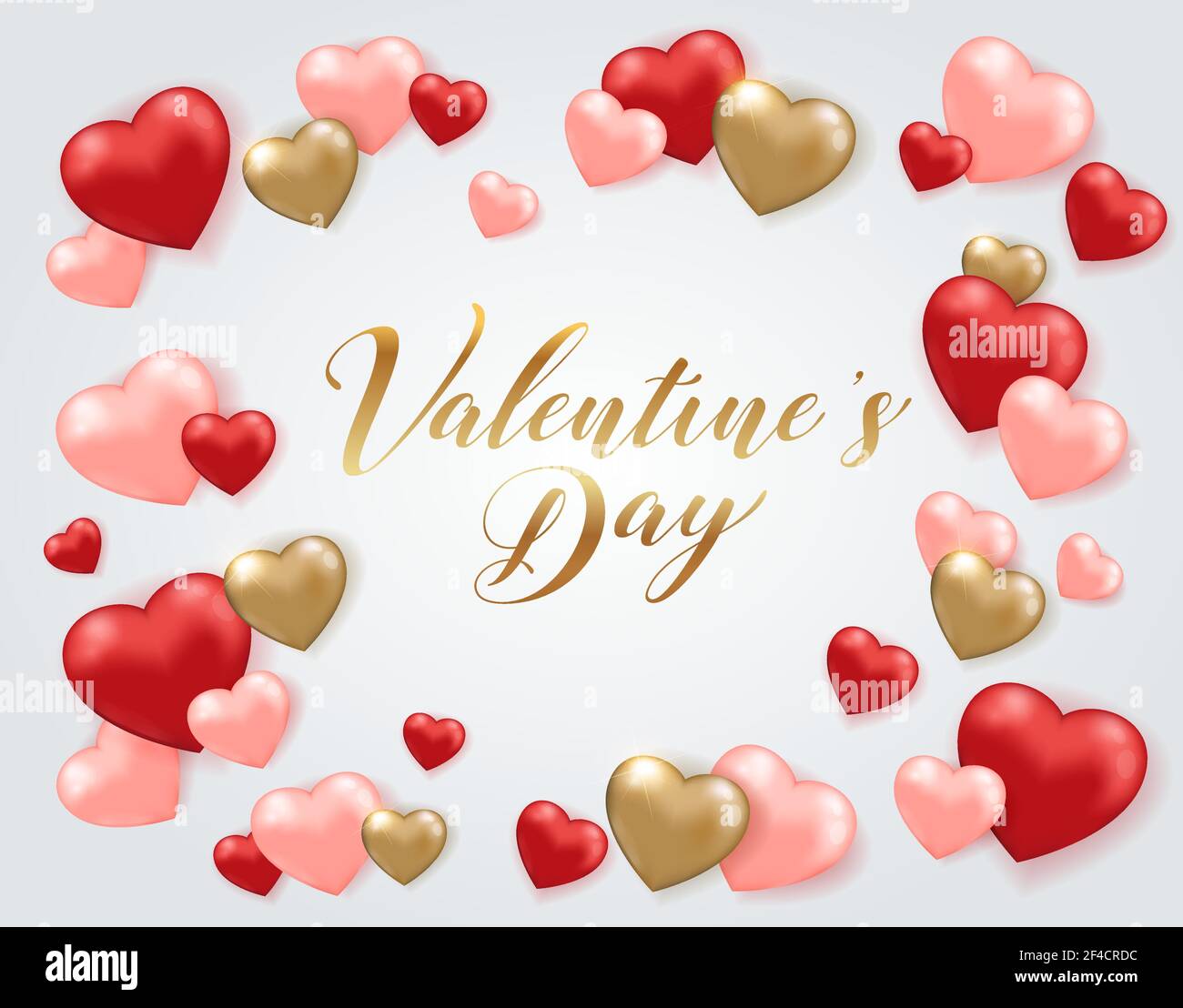 Saint Valentine’s day greeting card with red and pink hearts. Romantic ...