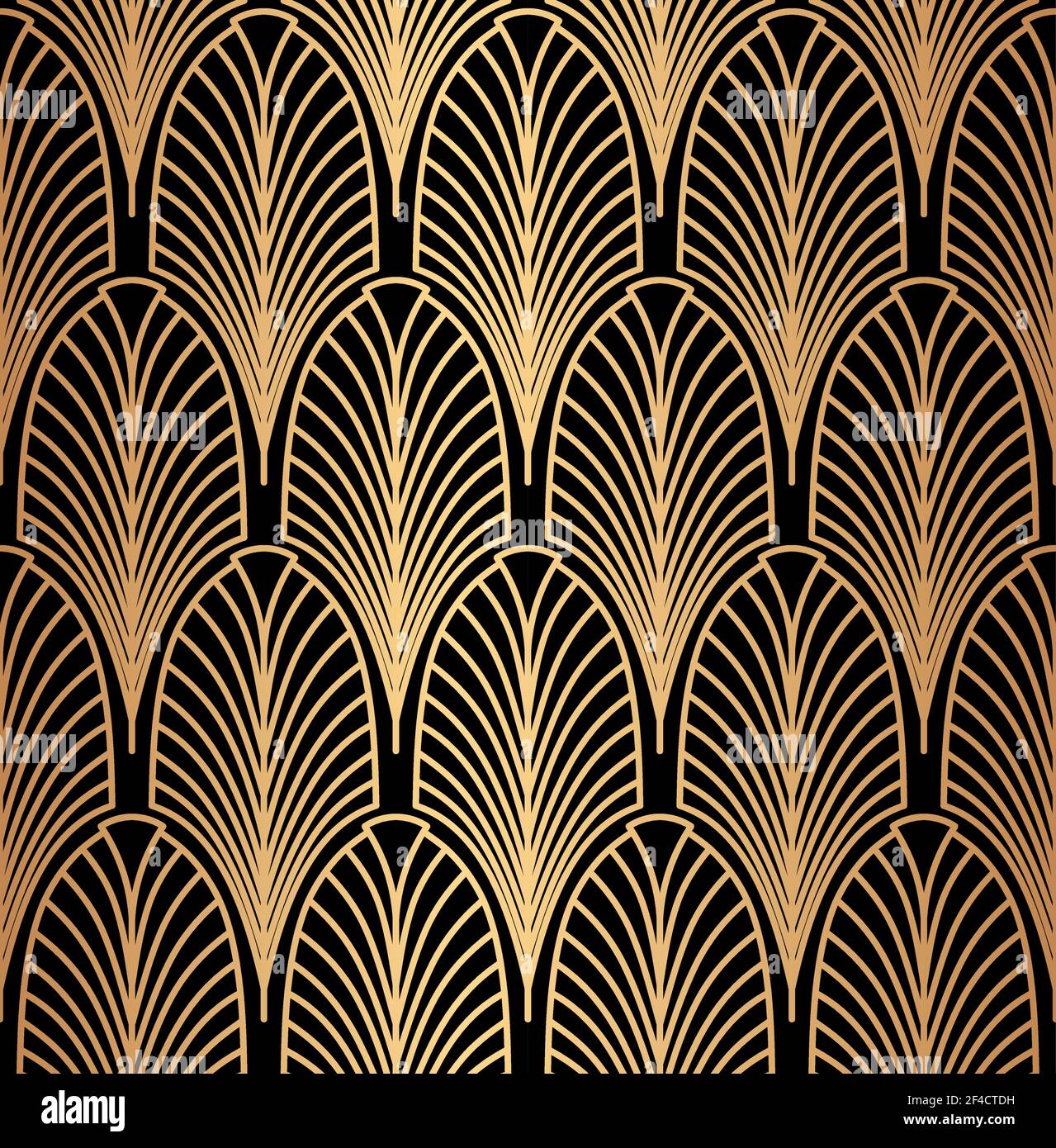 Decorative abstract geometrical golden seamless pattern on a black ...