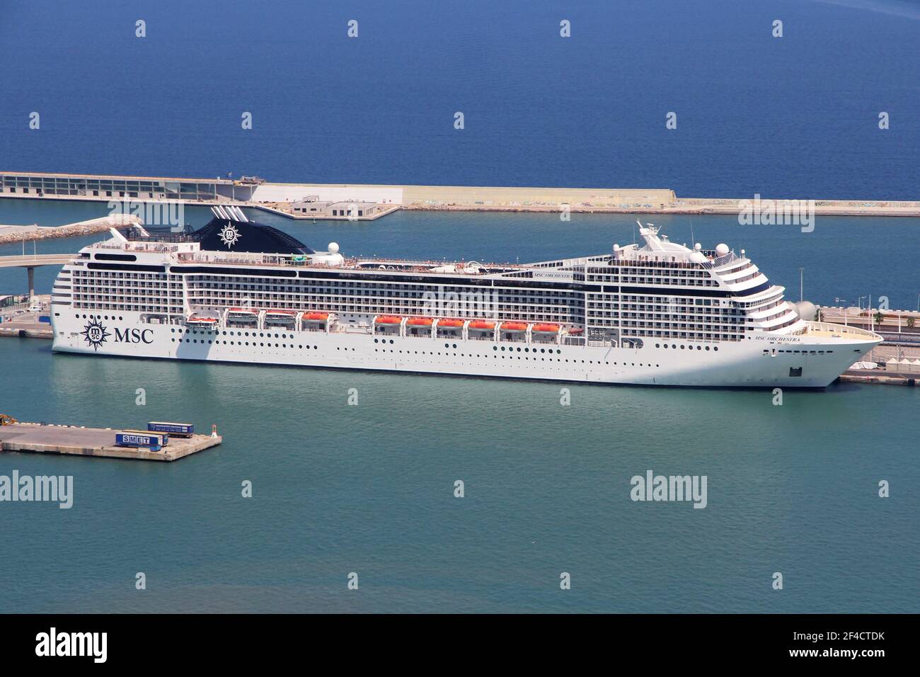 Msc Cruises Cruise Ship Msc Orchestra Docked In Barcelona Stock Photo Alamy