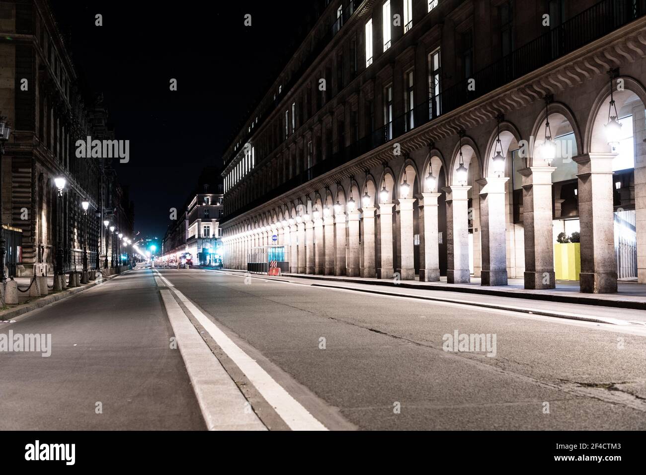 The empty touristic street of Rivoli as the third lockdown begins for the city of Paris and 15 other departments. Paris, France, March 19th, 2021 Stock Photo