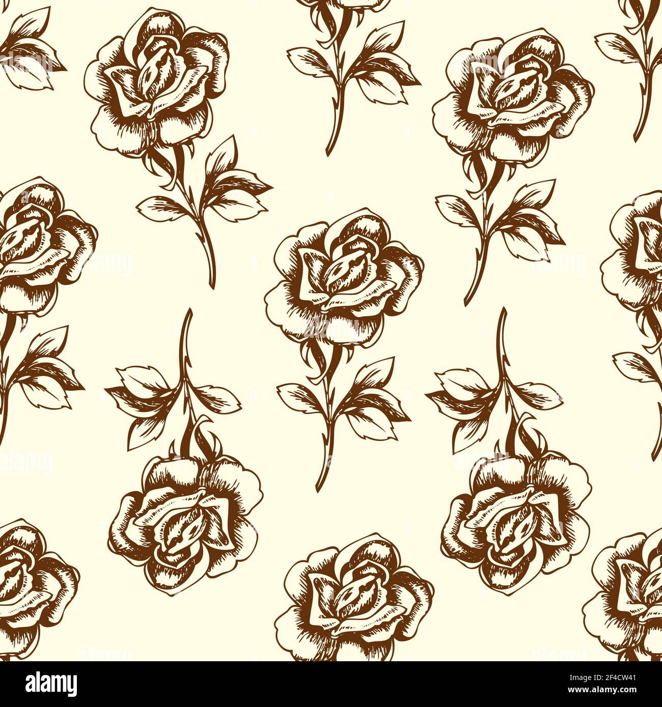 Vintage hand drawn floral seamless pattern with roses. Vector background Stock Vector