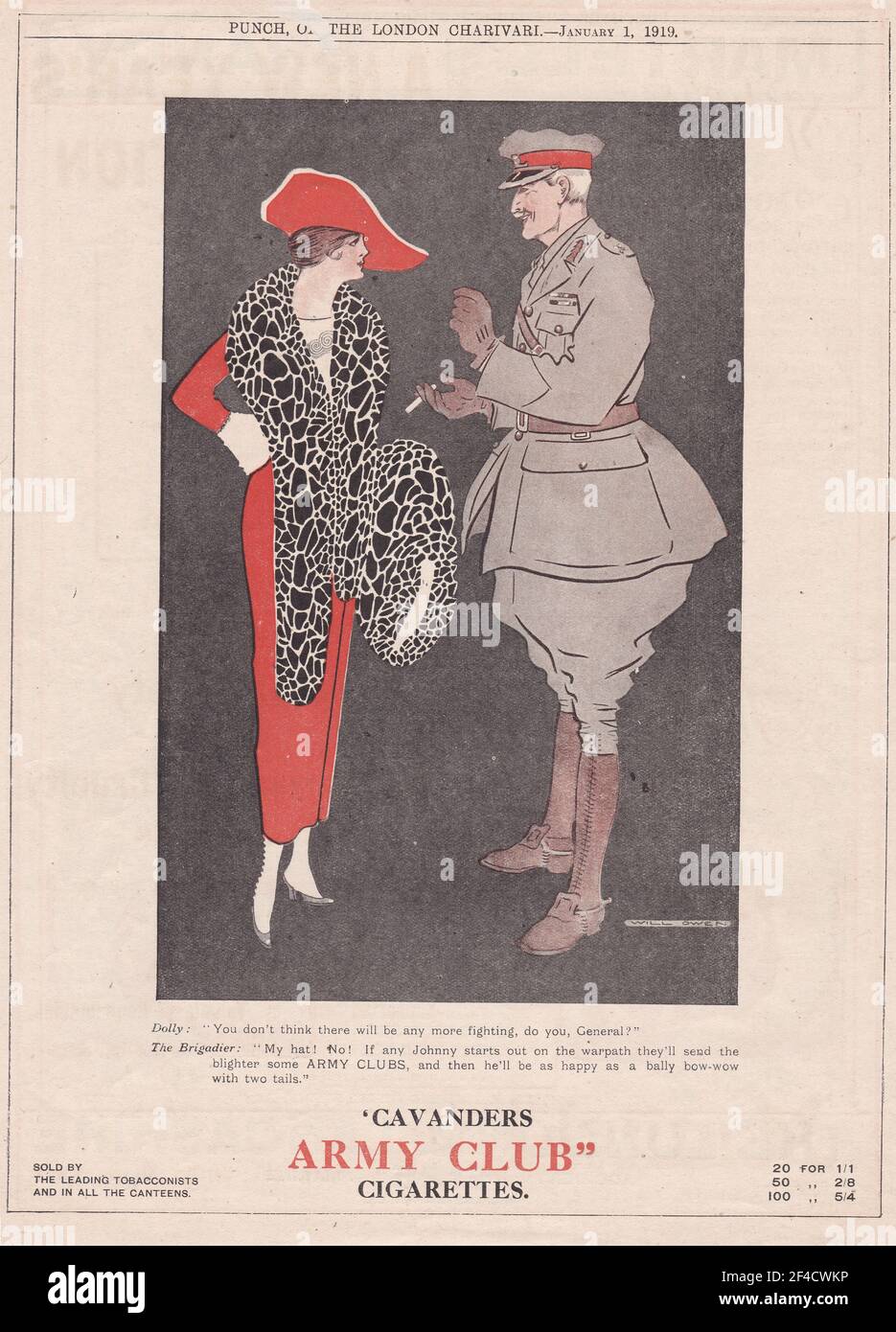army club cigarettes Vintage advert for Cavanders Army Club Cigarettes Stock Photo