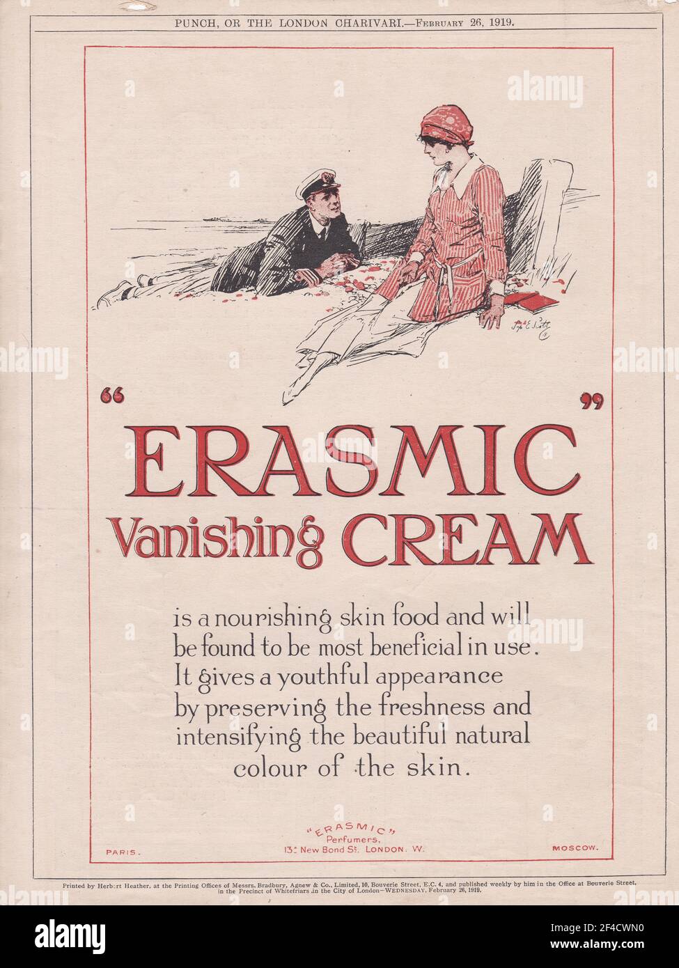 Vintage advert for Erasmic Vanishing Cream Stock Photo
