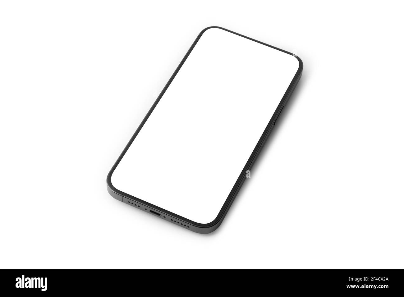 Black mobile smartphone mockup with blank screen isolated on white ...
