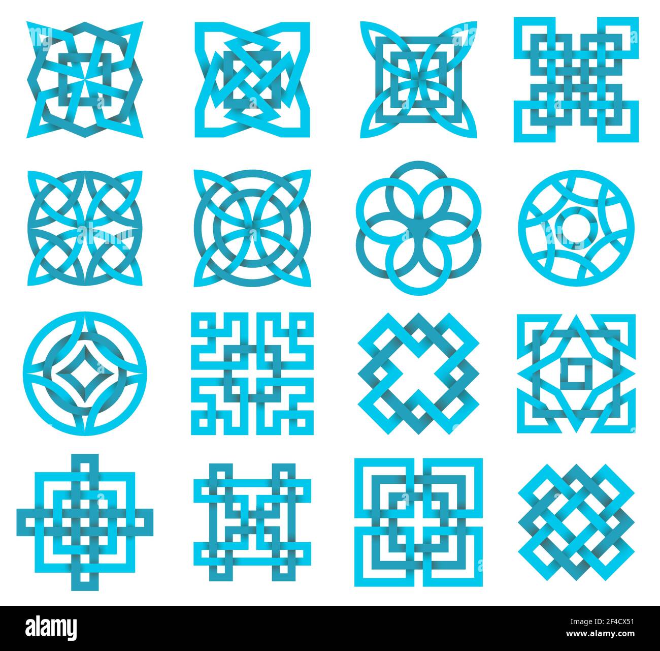 Set of geometrical decorative design elements. Vector illustration. Stock Vector