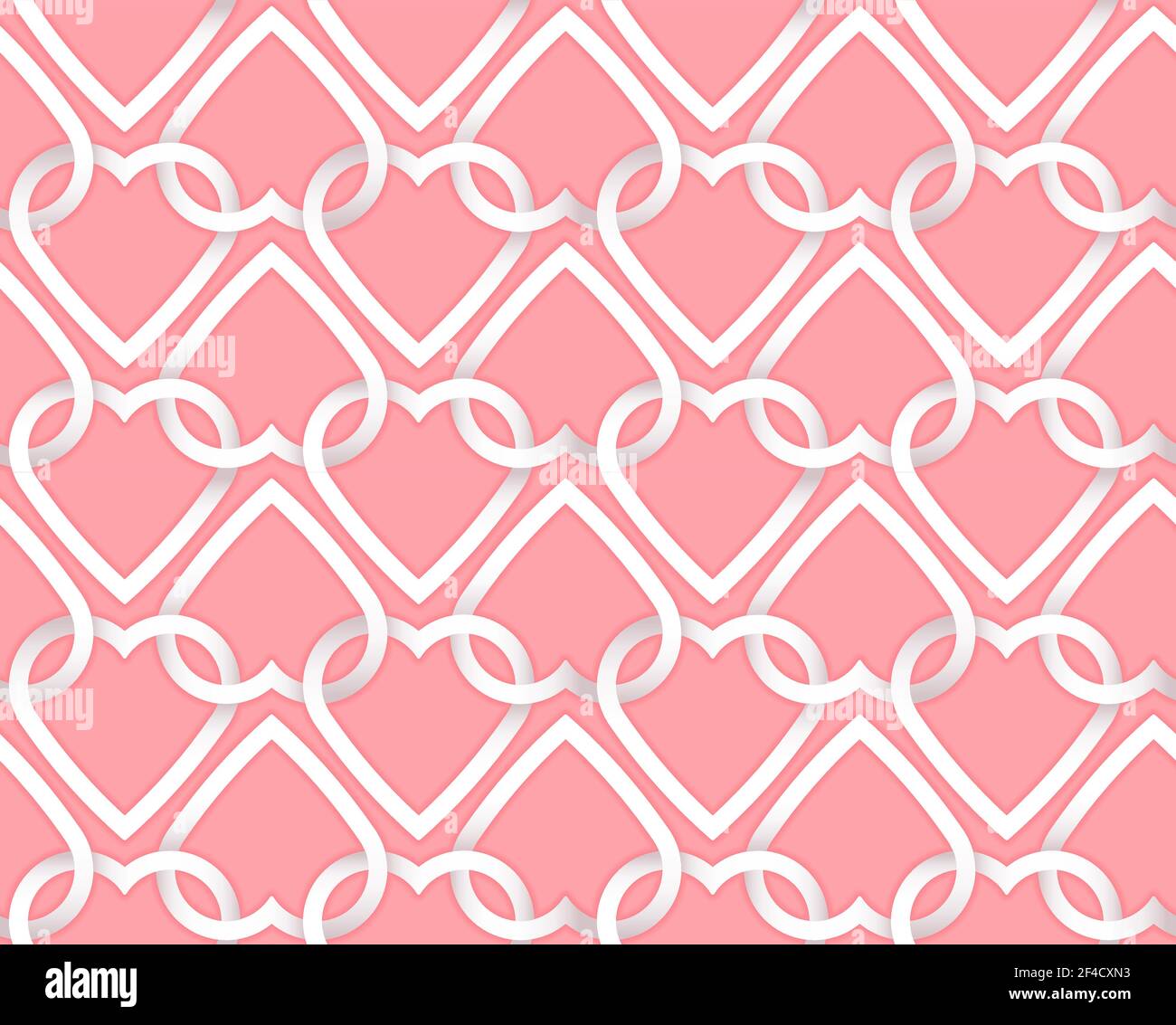 Romantic Valentine seamless pattern with white paper hearts on a pink ...