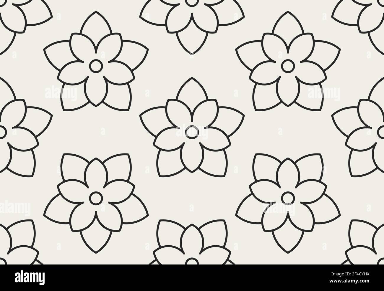 Decorative geometrical floral seamless pattern.  Vector background with flowers. Stock Vector
