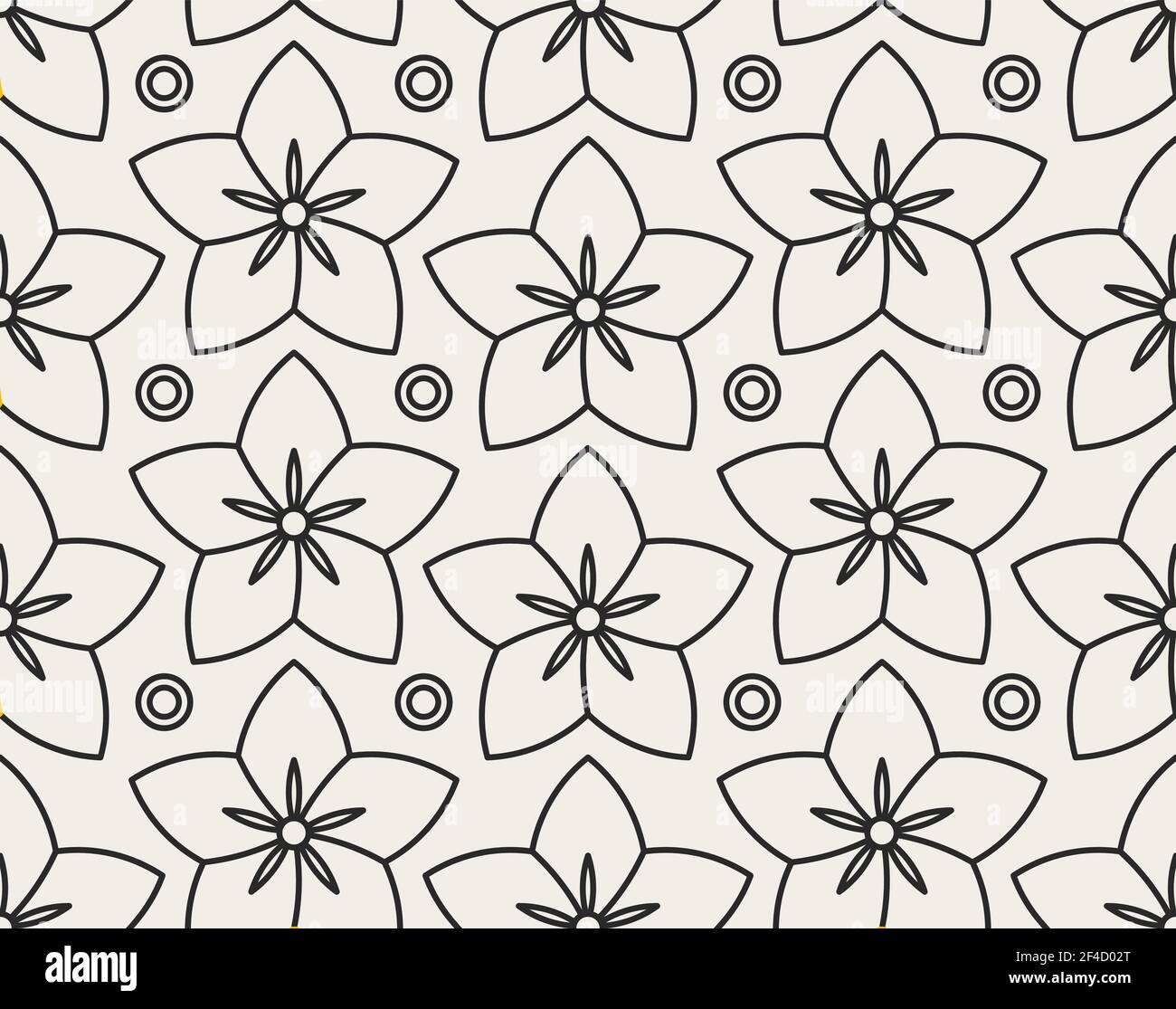 Decorative geometrical floral seamless pattern. Vector background with flowers. Stock Vector