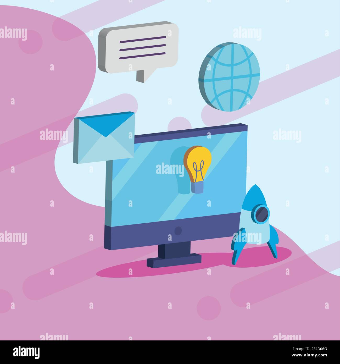 Isometric computer with media icons Stock Vector Image & Art - Alamy