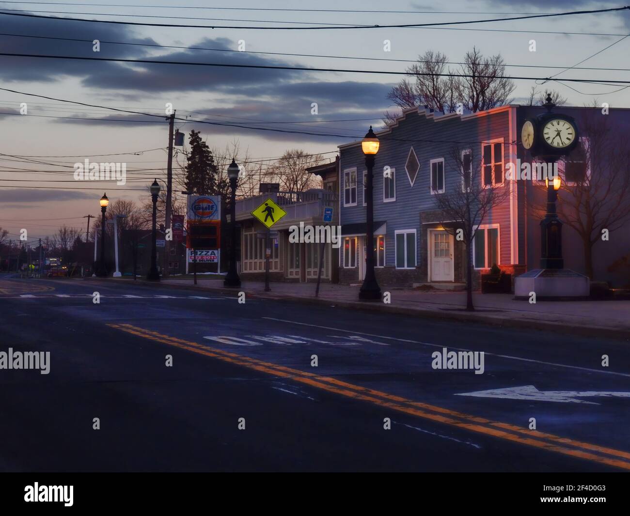 The village of North Syracuse, New York along Main Street on a quiet