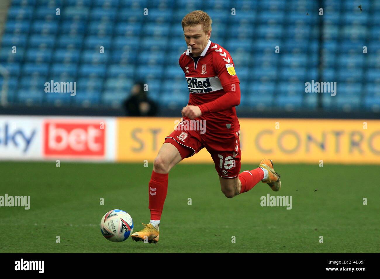 London, UK. 20th Mar, 2021. Duncan Watmore of Middlesbrough in action during the game. EFL Skybet Championship match, Millwall v Middlesbrough at the Den in London on Saturday 20th March 2021. this image may only be used for Editorial purposes. Editorial use only, license required for commercial use. No use in betting, games or a single club/league/player publications. pic by Steffan Bowen/Andrew Orchard sports photography/Alamy Live news Credit: Andrew Orchard sports photography/Alamy Live News Stock Photo