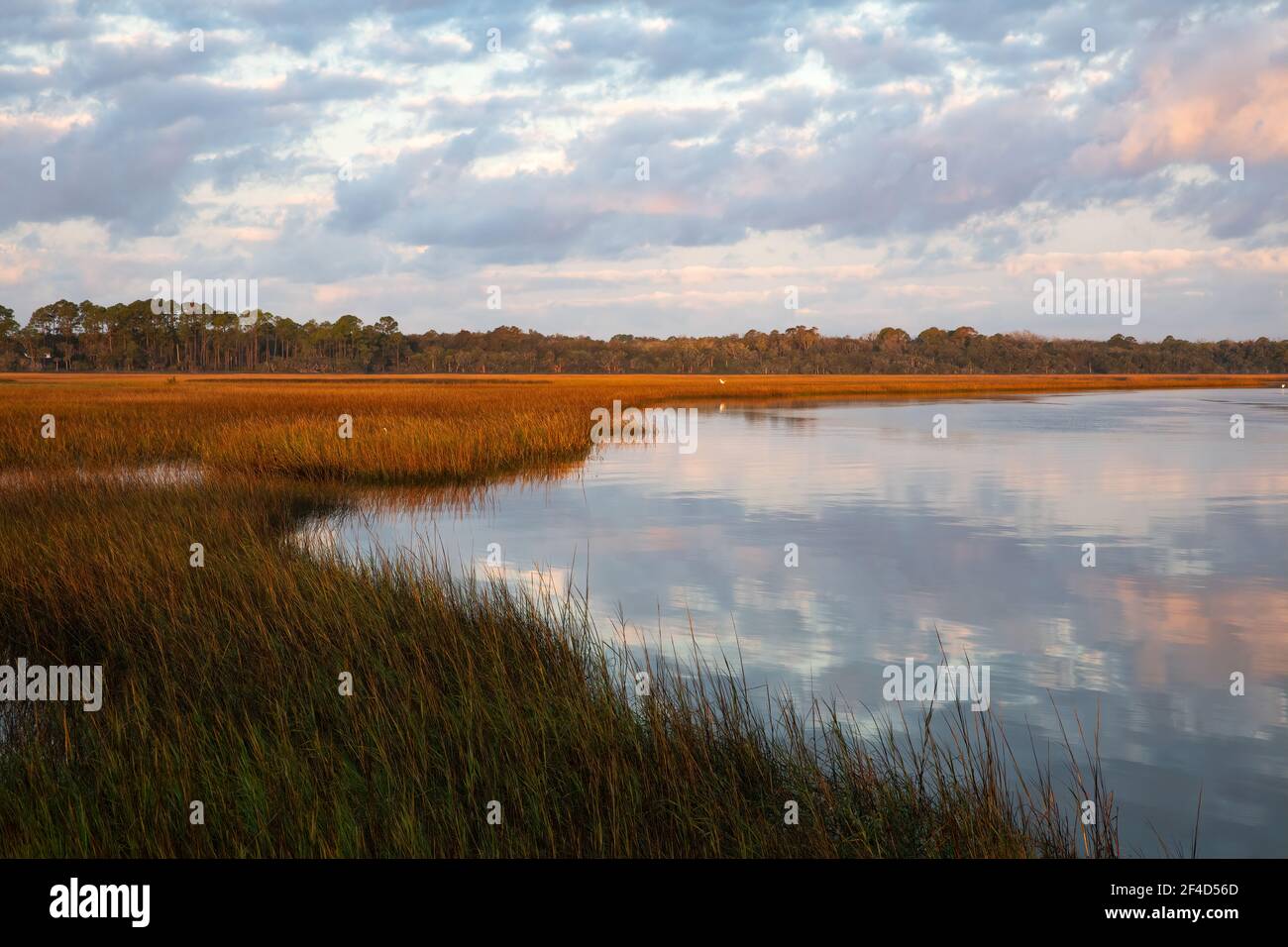 Sunrise over the salt marsh along the intracoastal waterway in Florida. Stock Photo