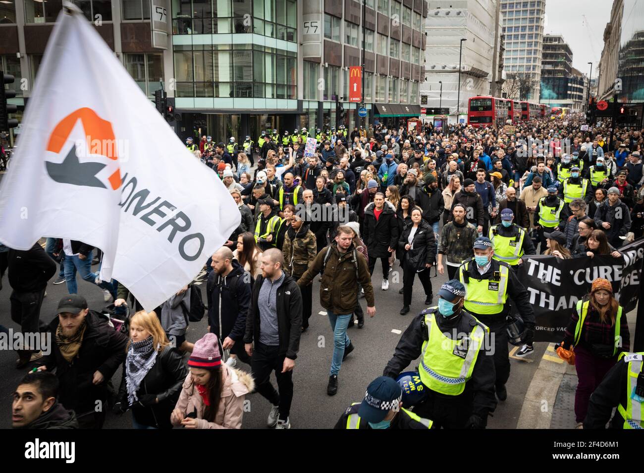 London, UK. 20th Mar, 2021. Thousands of protesters against the lockdown march down Piccadilly. A World Wide Rally For Freedom is organised a year after lockdowns were introduced. Credit: Andy Barton/Alamy Live News Stock Photo
