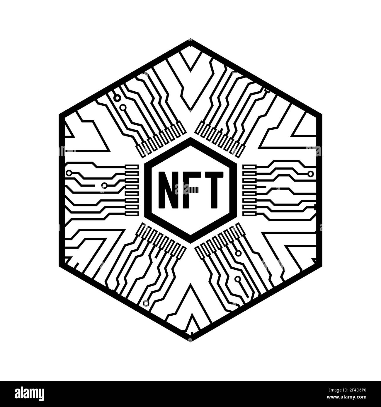 NFT non fungible token. Black and white Stock Vector