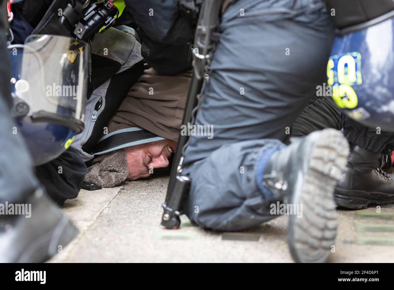 London, UK. 20th Mar, 2021. A World Wide Rally For Freedom is organised a year after lockdowns were introduced. Protesters against the lockdown march through the city. Credit: Andy Barton/Alamy Live News Stock Photo