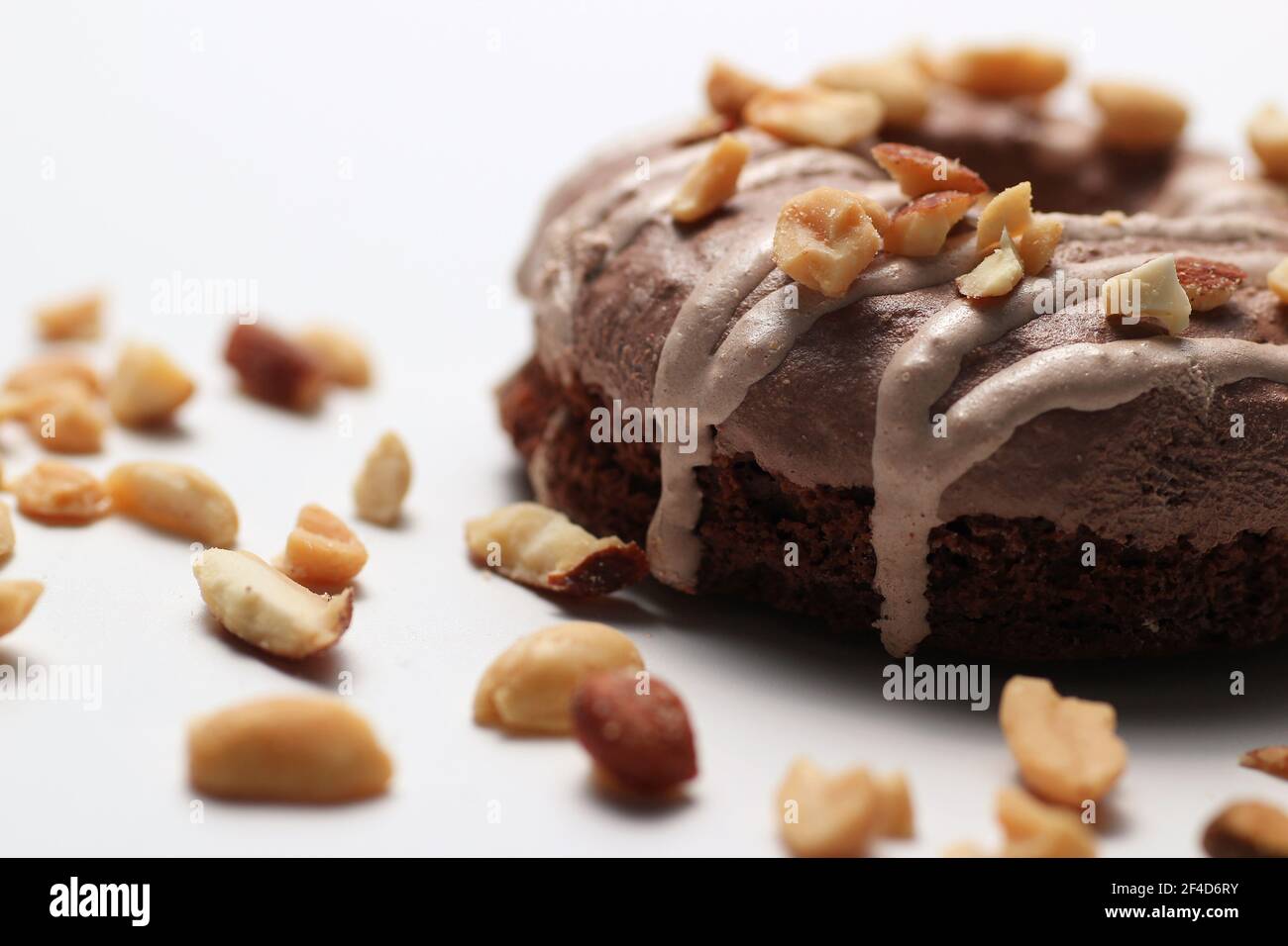 Close Up of Donut with Peanuts Stock Photo