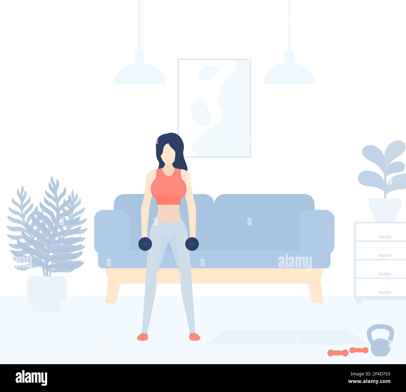 girl training at home, vector illustration Stock Vector Image & Art - Alamy