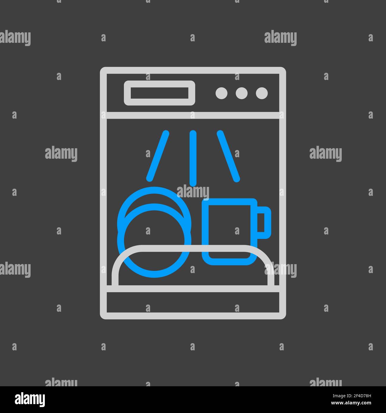 Dishwasher vector icon. Electric kitchen appliance. Graph symbol for