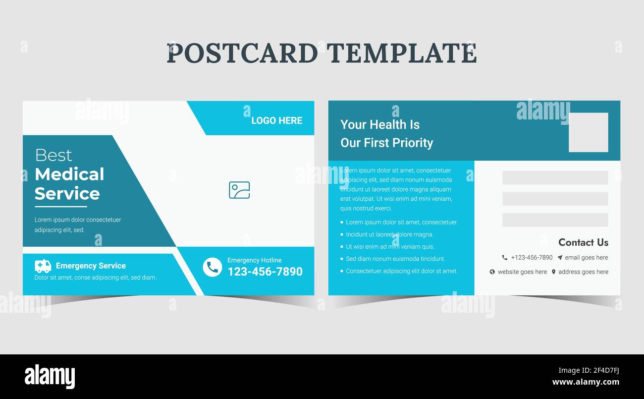 healthcare postcard design, medical postcard template, doctor postcard design Stock Vector Image