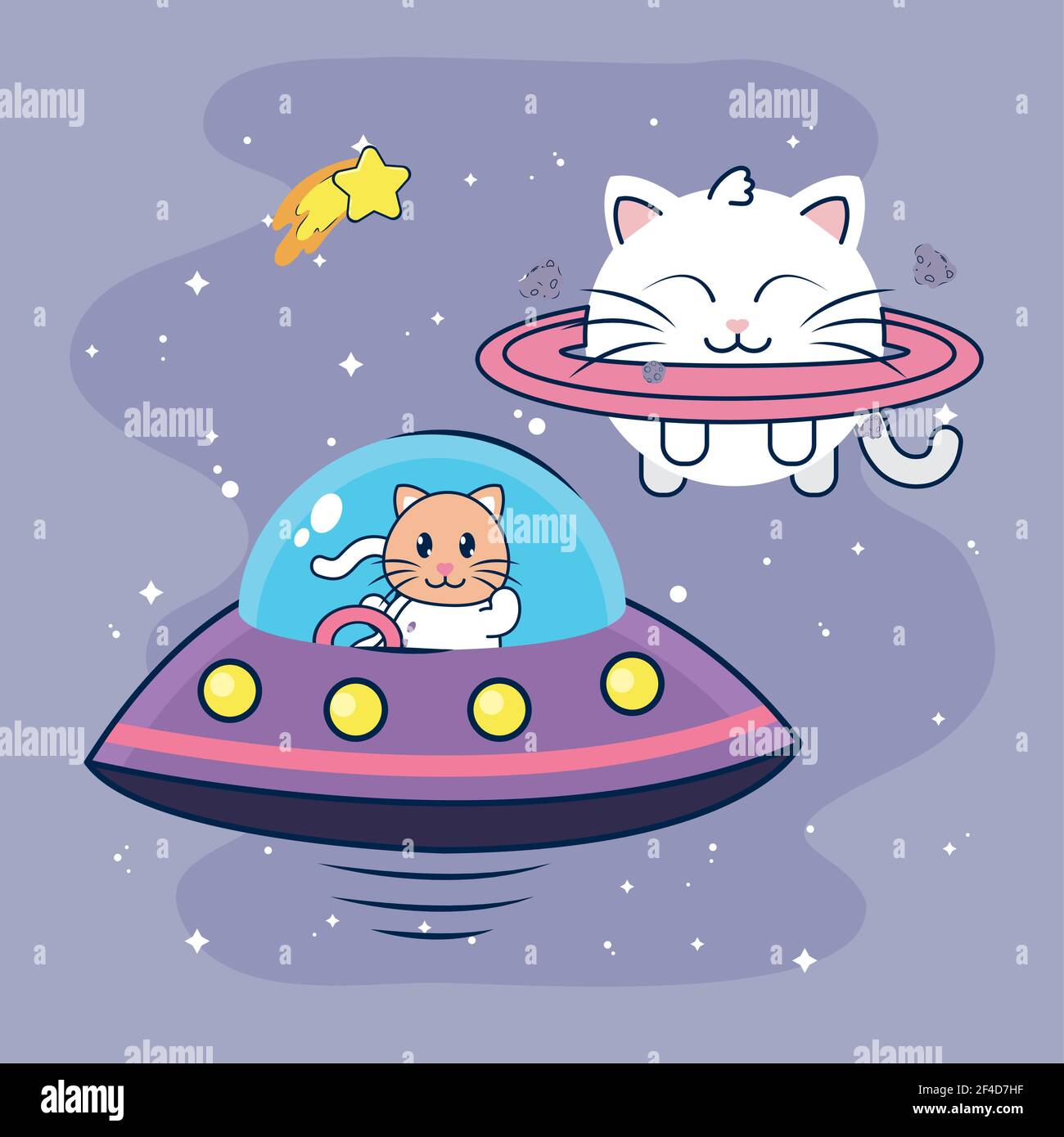 space cats illustration with stars Stock Vector Image & Art - Alamy