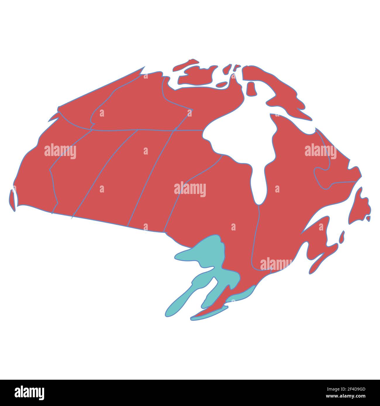 Canada map with round 3D distortion Stock Vector