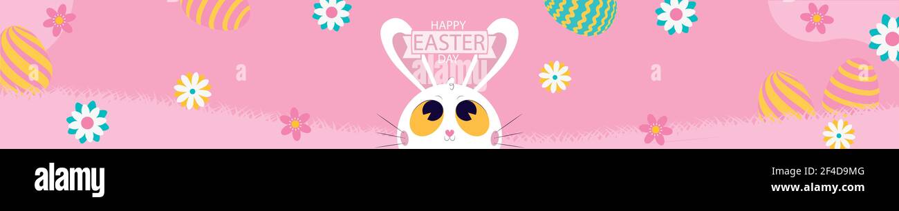White Easter bunny on a pink background - Vector illustration Stock ...