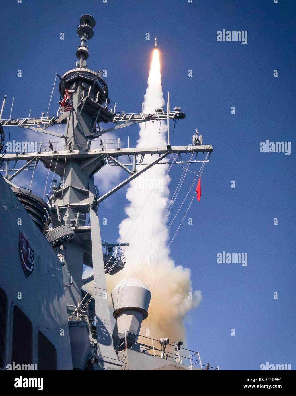 Philippine Sea, United States. 20th Mar, 2021. The U.S. Navy Arleigh Burke-class guided-missile destroyer USS John S. McCain launches a Standard Missile 2 during a missile exercise March 20, 2021 in the Philippine Sea. Credit: Planetpix/Alamy Live News Stock Photo