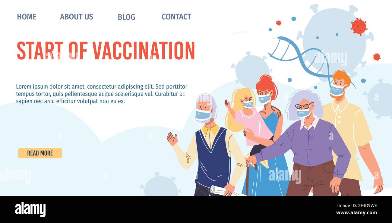 Flat cartoon characters patients,vaccination,coronavirus prevention vector illustration concept Stock Vector