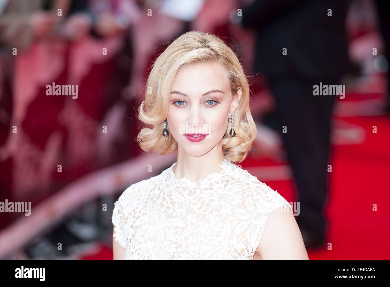 Sarah Gadon (Mirena) arrives at the Dracula Untold premiere at the Odeon, Leicester Square - London Stock Photo