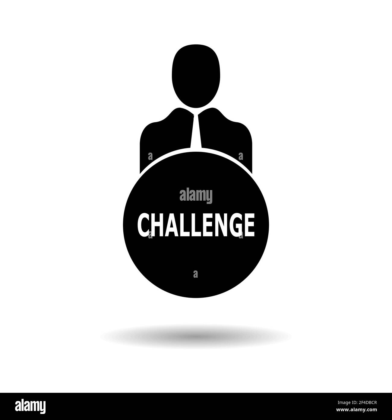 Business person with text CHALLENGE flat icon. Isolated on white ...