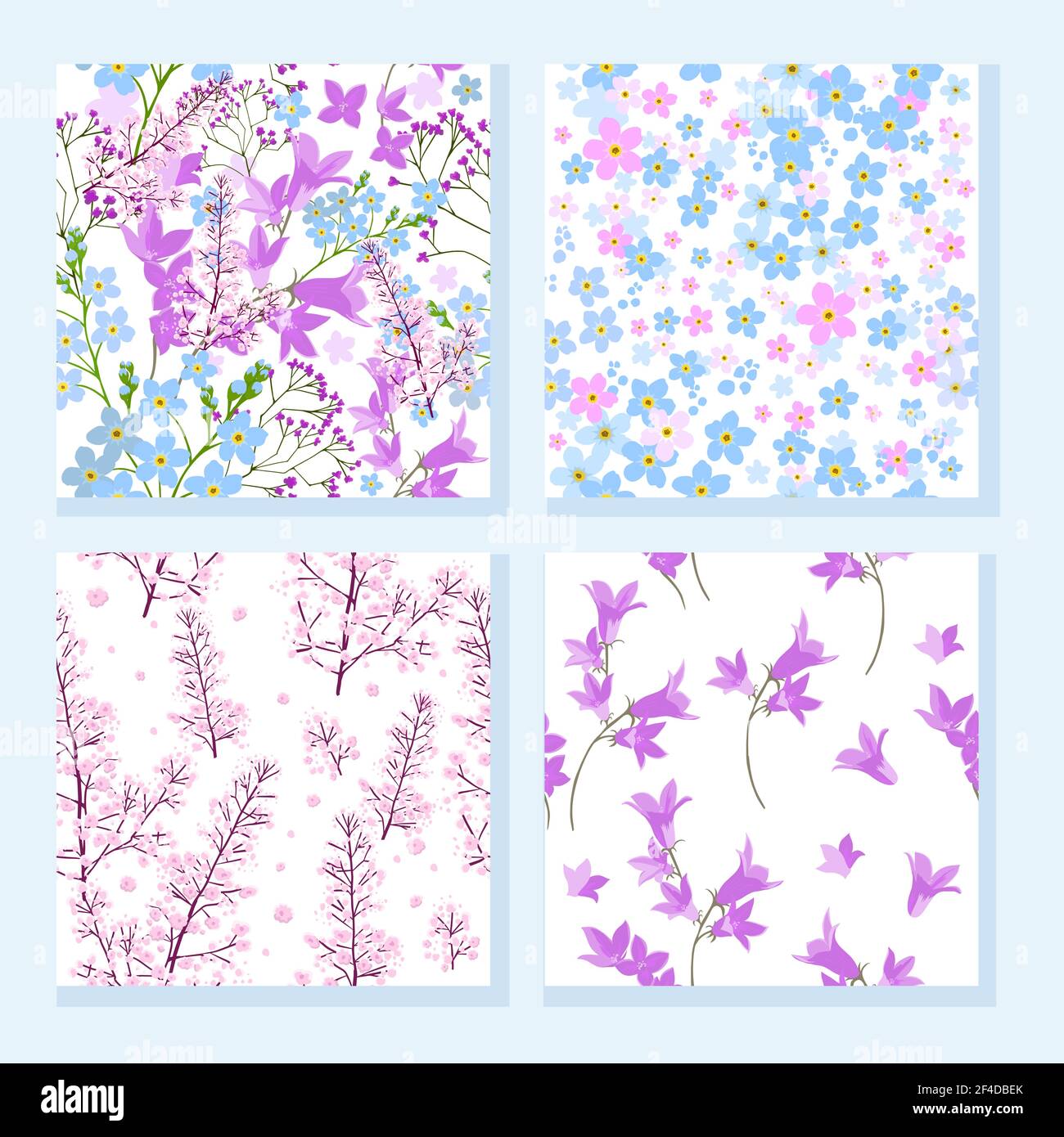 Set of seamless backgrounds with wildflowers. Vector illustration Stock ...