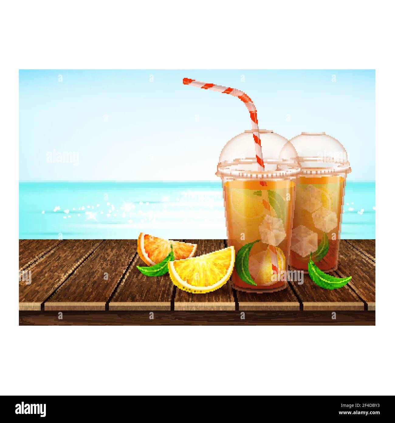 Lemon Iced Tea Creative Promotional Poster Vector Stock Vector Image