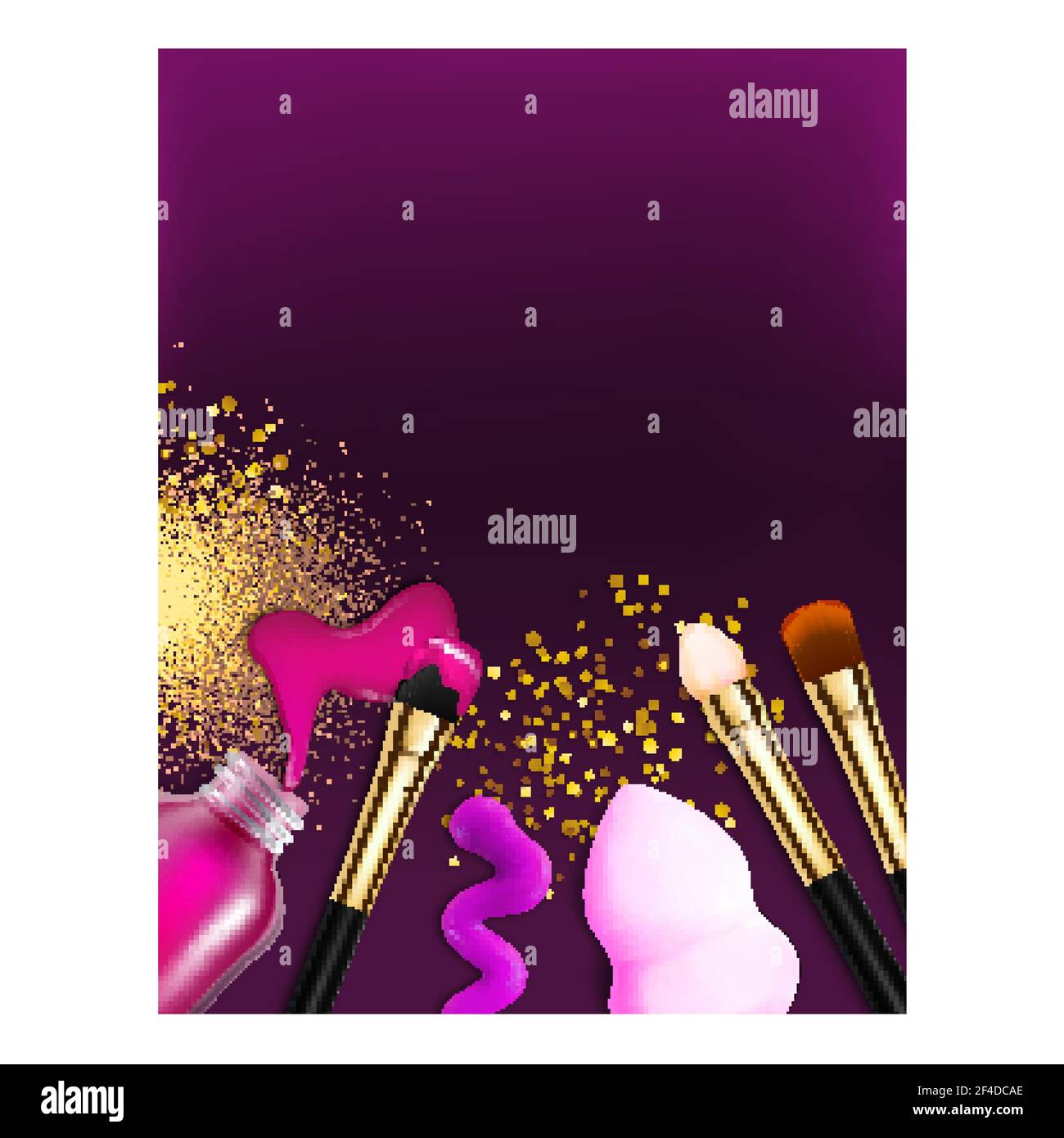 Beauty Salon Accessories Advertising Poster Vector Illustration Stock