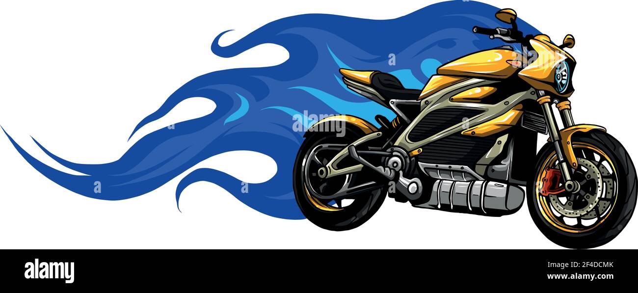 Motorcycle Racing with Fire Vector illustration design Stock Vector