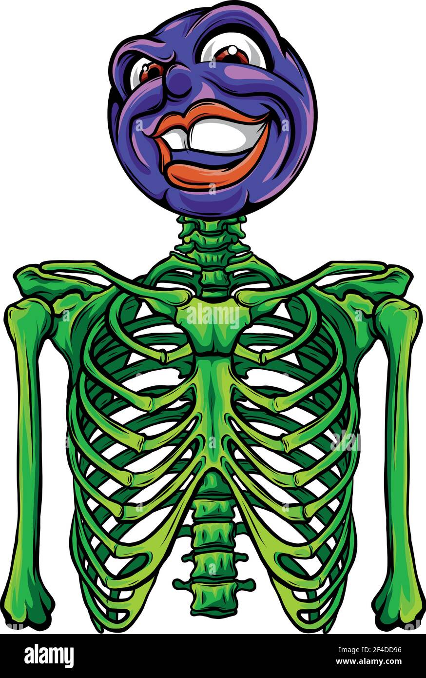 Cartoon Funny Skeleton With Smile Head Vector Stock Vector Image And Art Alamy