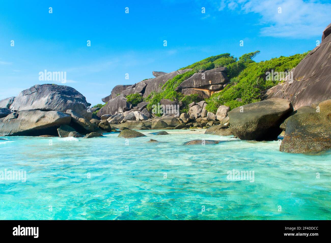 Rock in the white sandy beach - Koh Similan island, Andaman Sea, Thailand Stock Photo