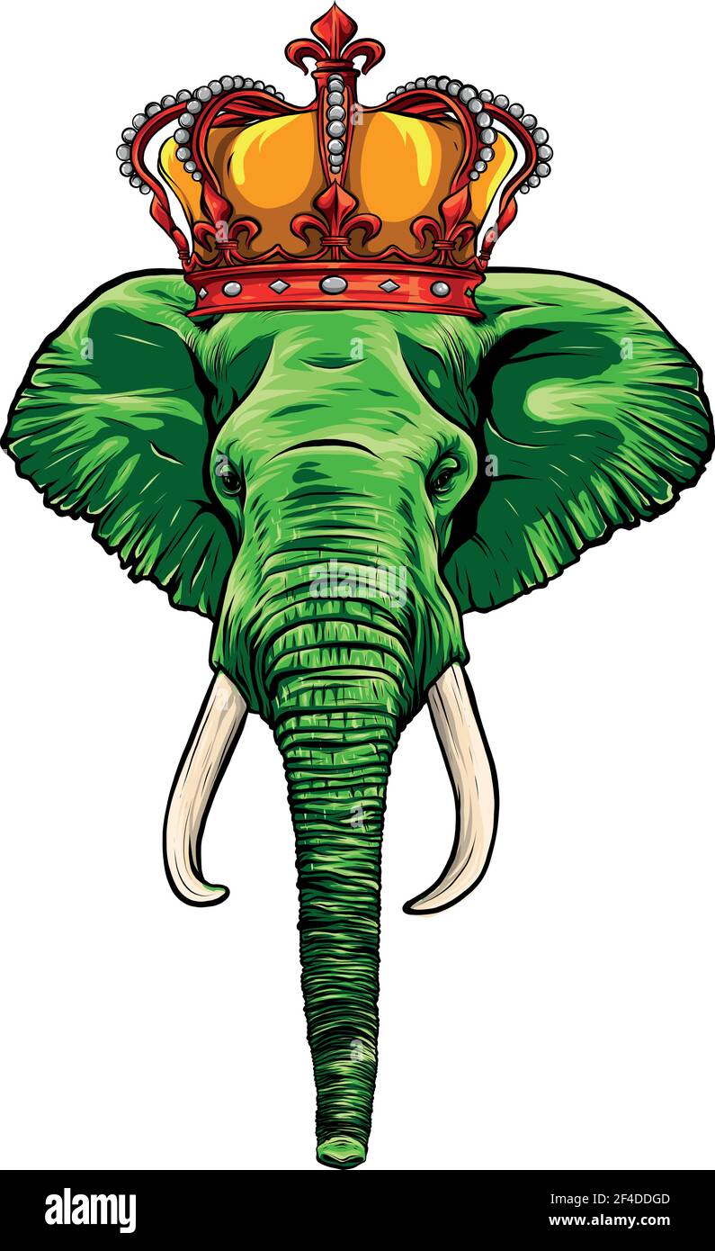 head elephant king animal artwork vector illustration Stock Vector