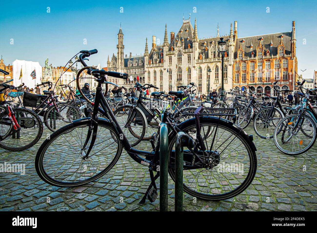 Brugge, Belgium; January 26th 2020: Bicycles on Market square Stock Photo -  Alamy