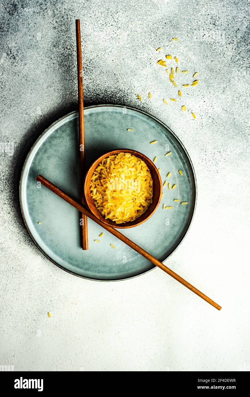 Minimalistic intermittent fasting concept with a bowl of rice Stock Photo