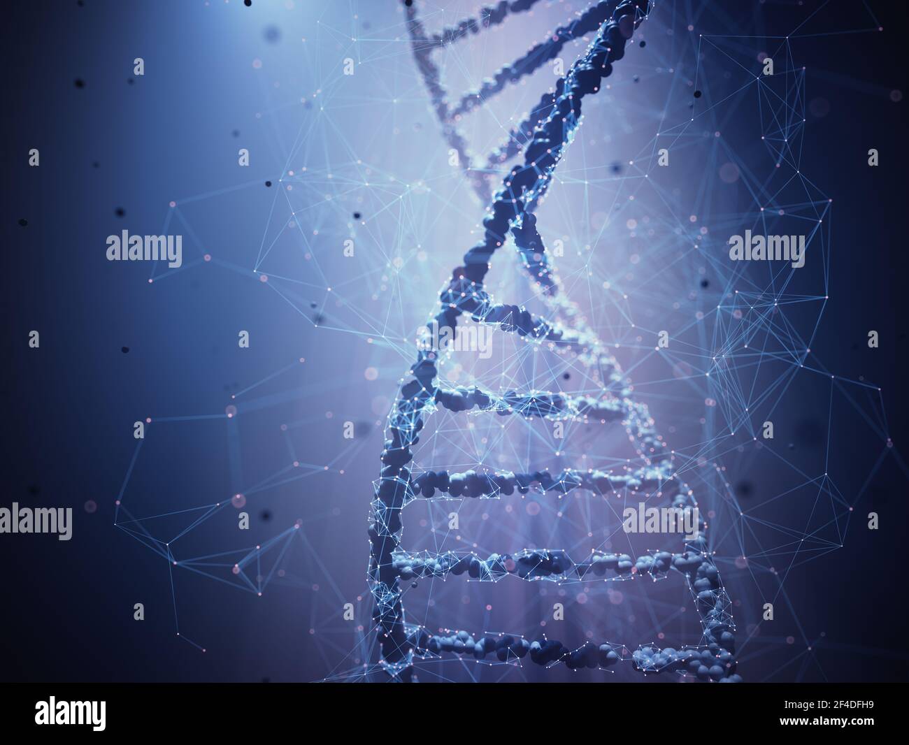 Biotechnology and molecular genetic engineering. 3D illustration of science and molecular technology. Stock Photo